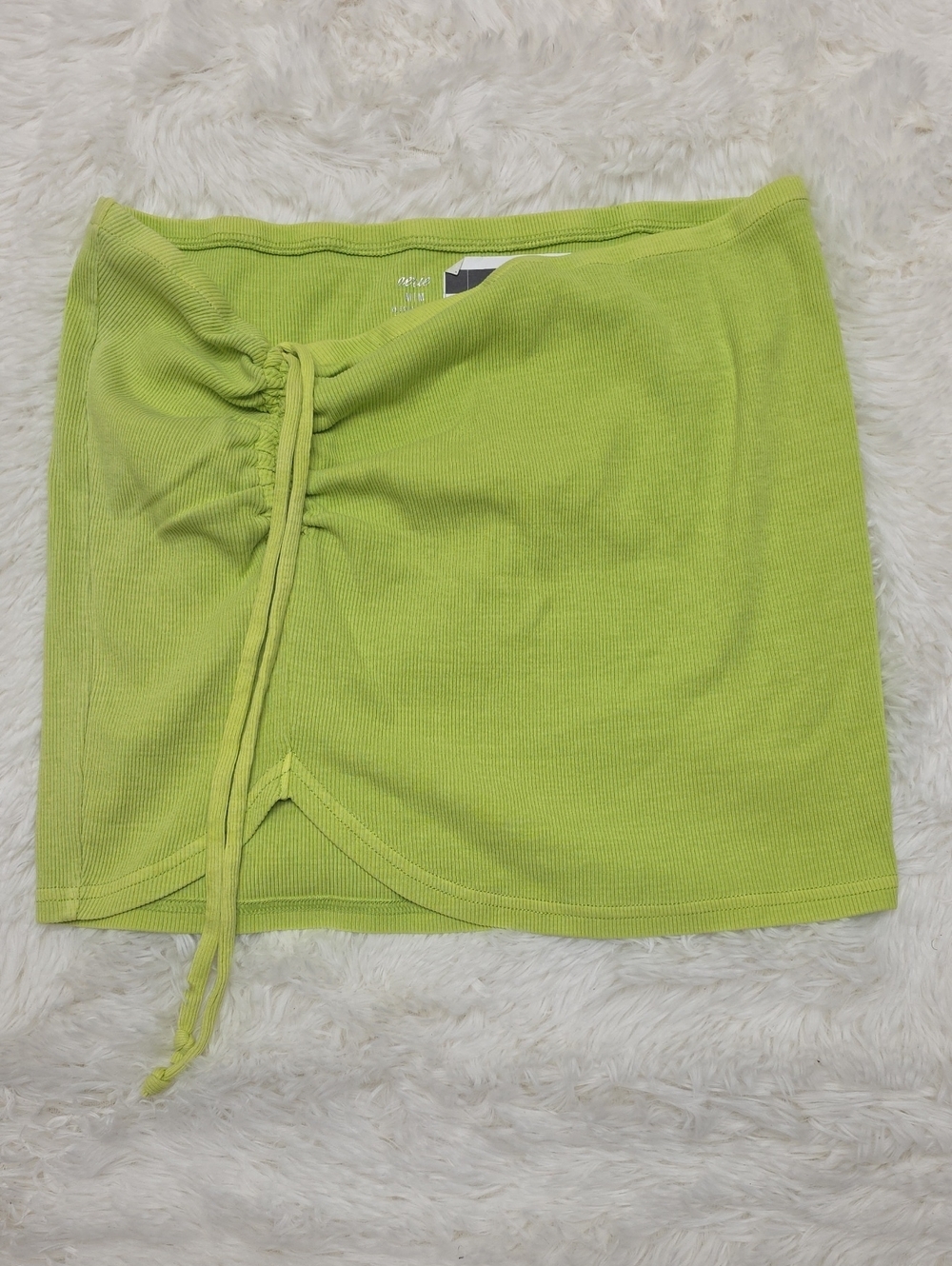 aerie- Lime Green Ribbed Drawstring Mini Skirt. Size M. NWT